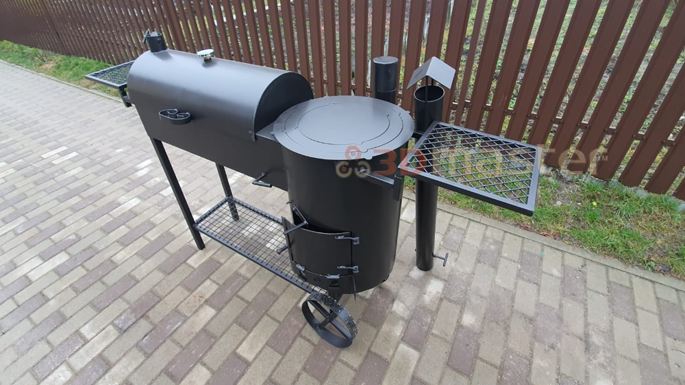 Buy an oven with barbecue and smokehouse (cauldron 12 liters) in Latvia-3D Master
