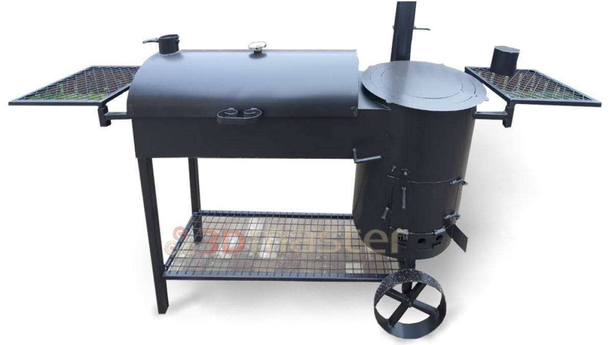 Buy an oven with barbecue and smokehouse (cauldron 12 liters) in Latvia-3D Master